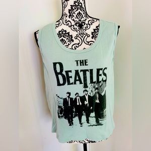 Apple Corps The Beatles Women’s Light Green Cropped Cotton Tank Top
